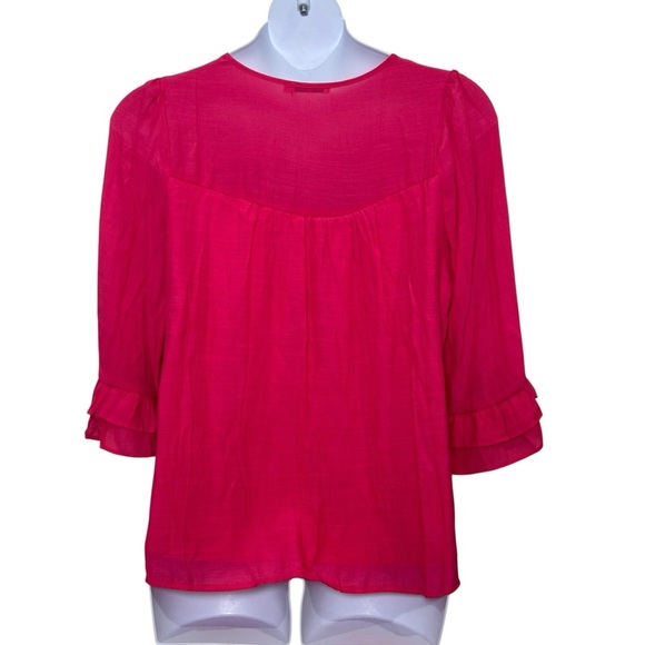 Figueroa & Flower pink embroidered ruffle sleeve blouse size XL peasant bohemian - Picture 4 of 10